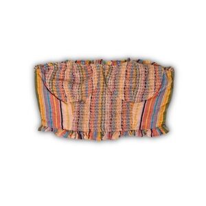 Pilcro pink rainbow multi smocked tube top